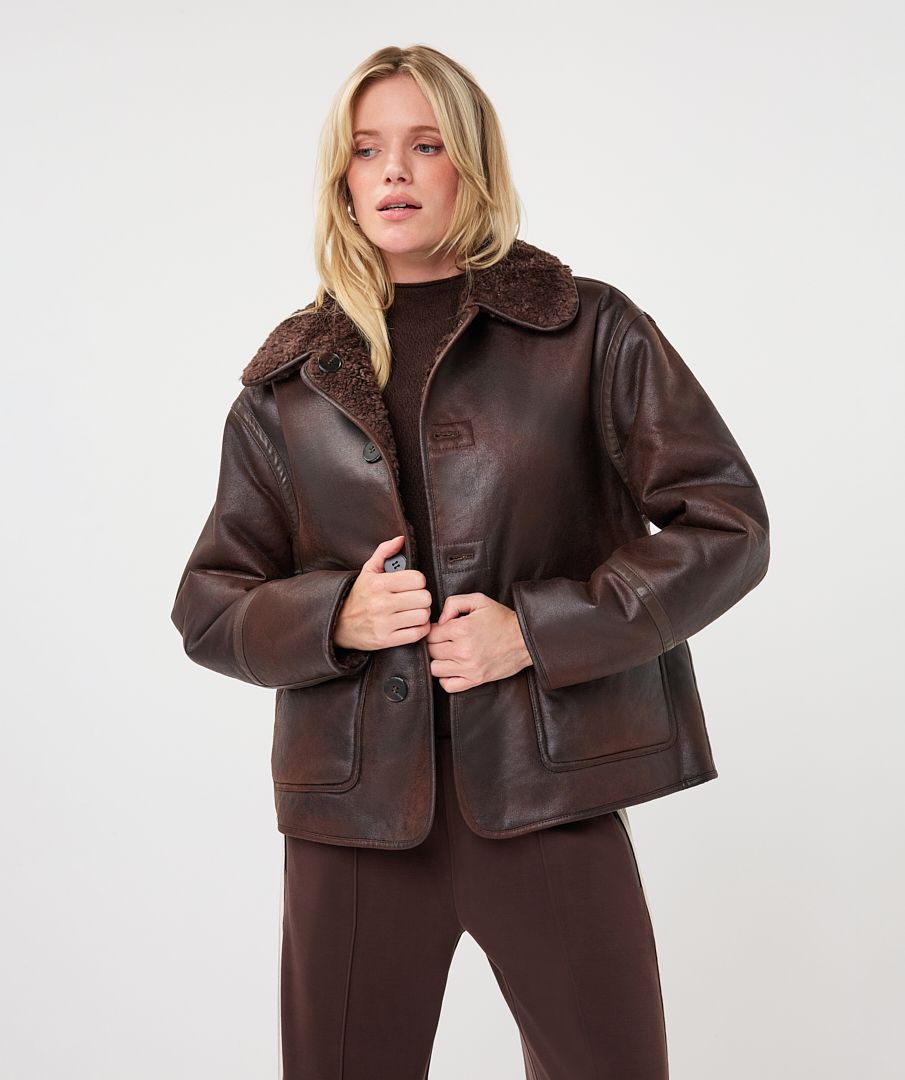 Esqualo Reversible Teddy Coat Cacao