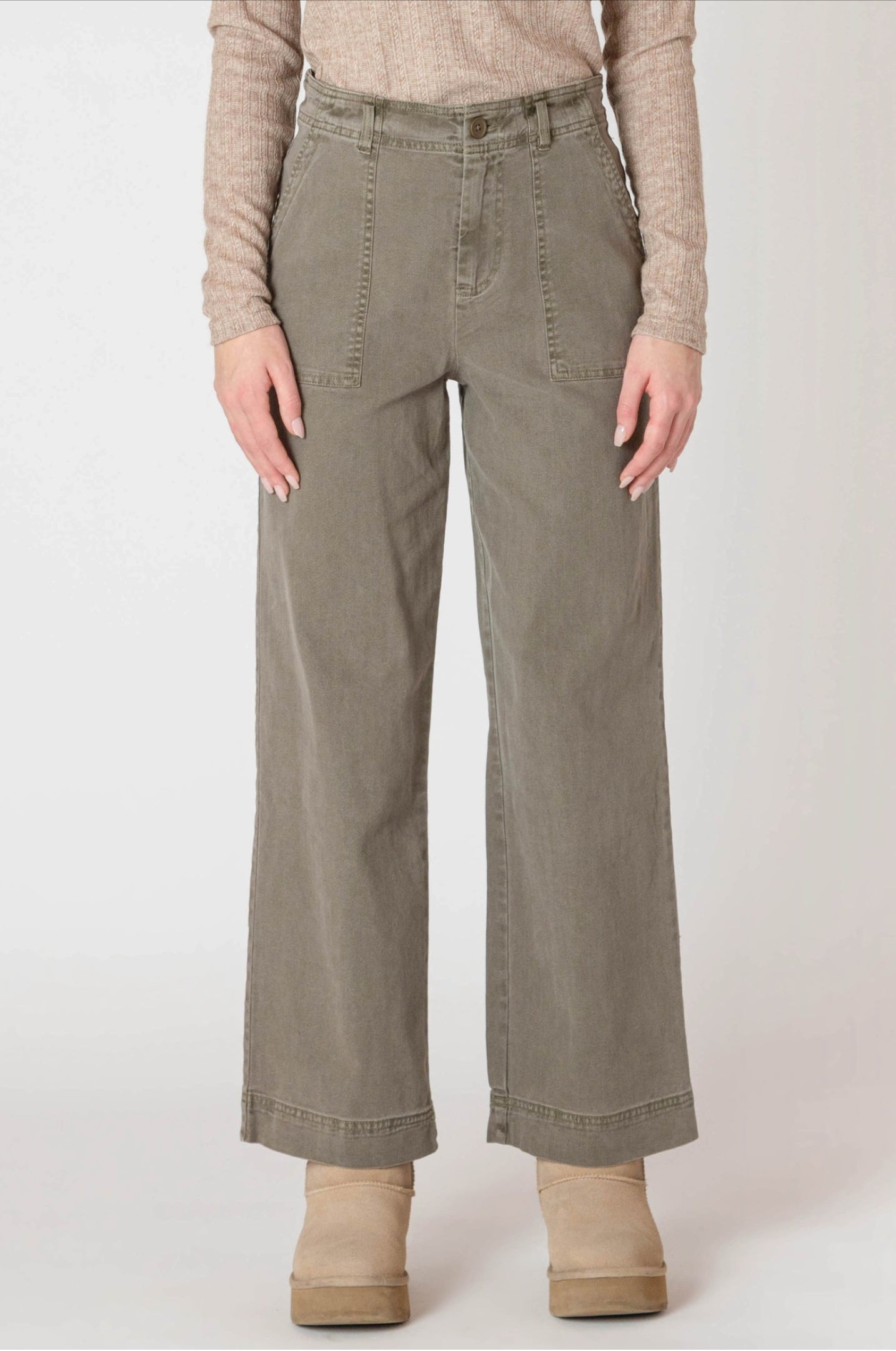 Room 34 Straight Leg Pants Army Green