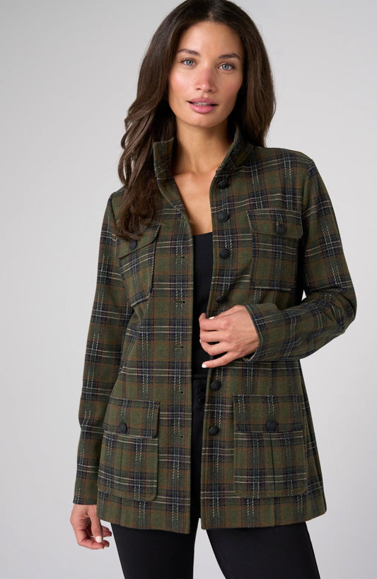 Liverpool Funnel Neck Field Jacket Olive Plaid