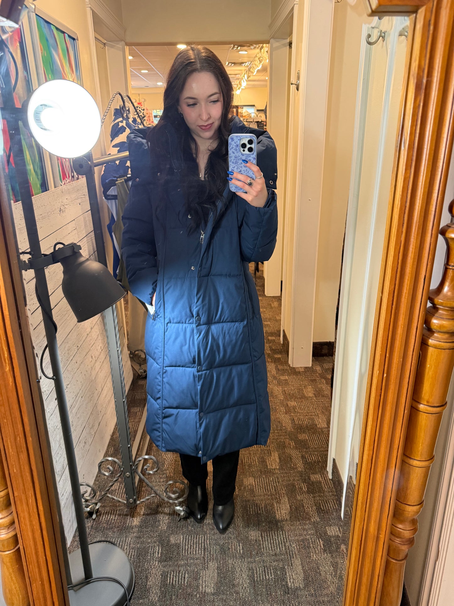 Frandsen Long Puffer Jacket Navy Blue