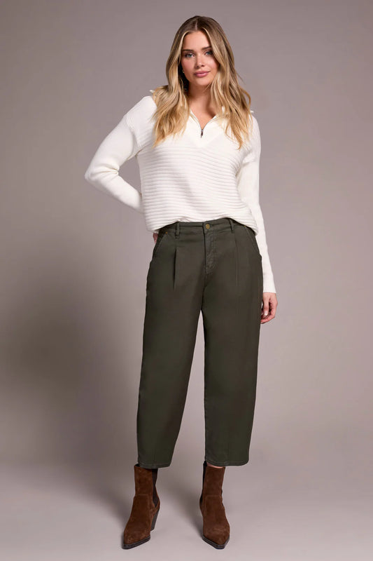 Tribal Audrey Mid Rise Barrel Crop Jeans Spruce