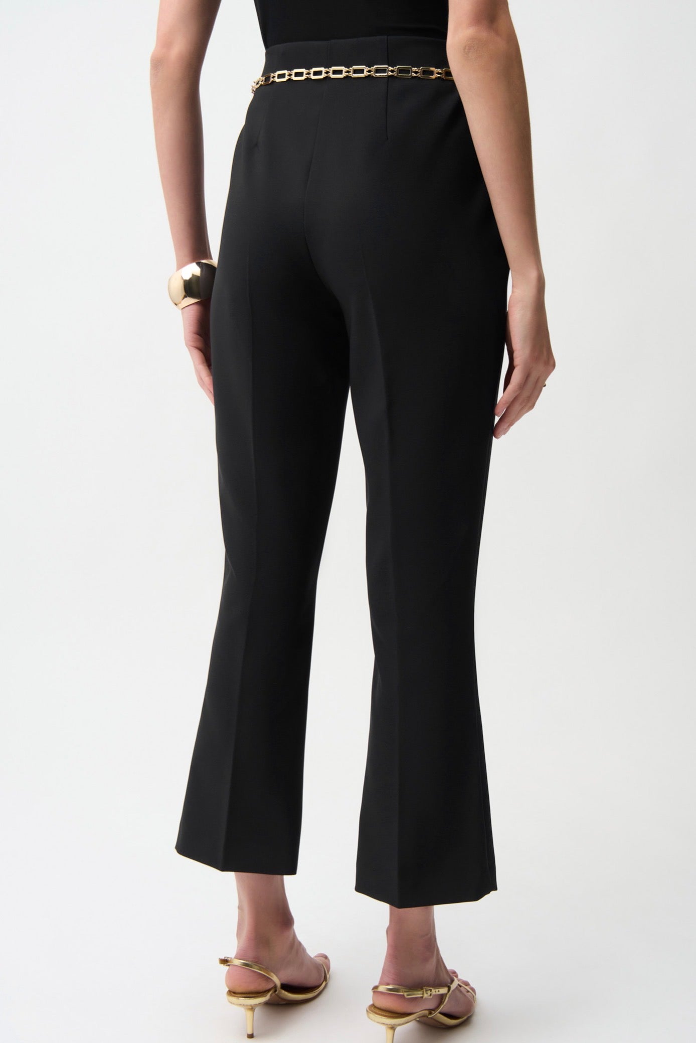 Joseph Ribkoff Lux Twill Pull-On Flare Pants With Chain Belt Black 261059