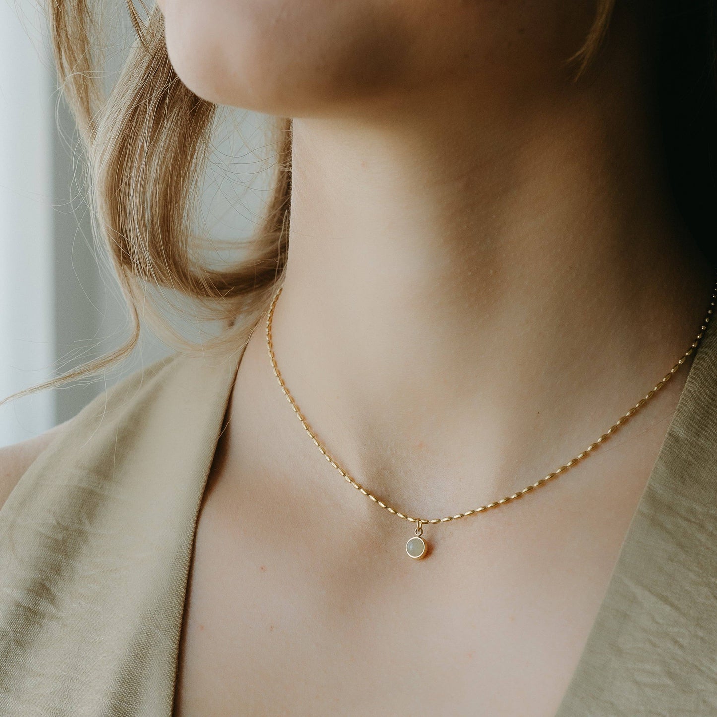 Petite Gold Jewelry Opal Necklace