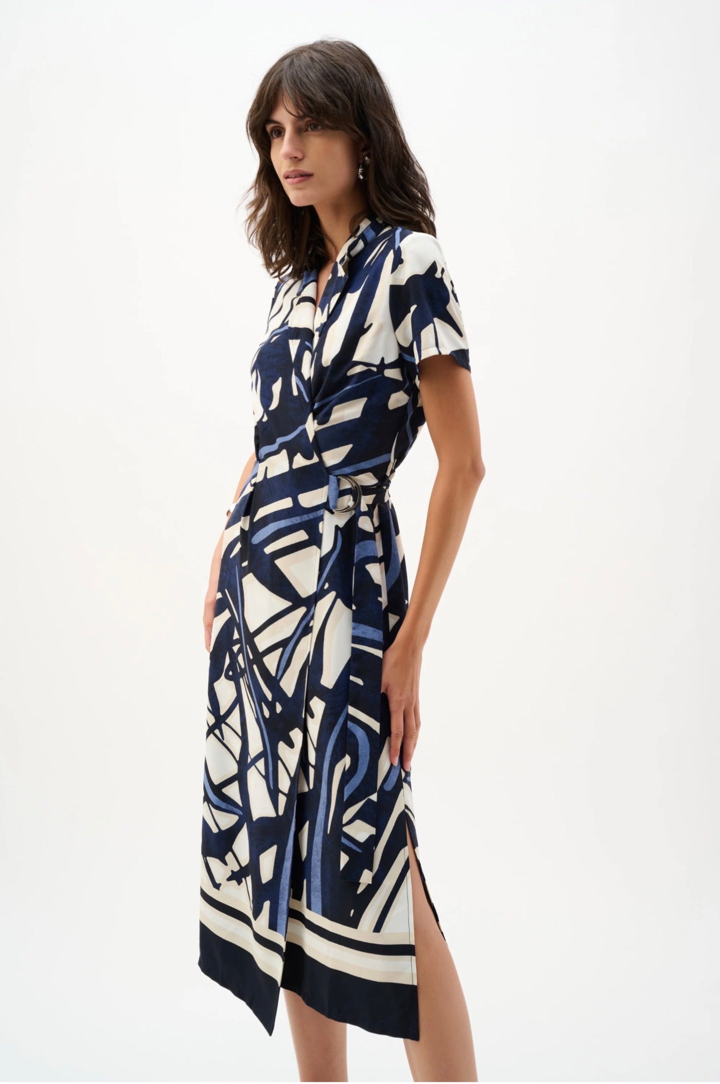 Joseph Ribkoff Recycled Woven Abstract Print Shirt Dress 262128