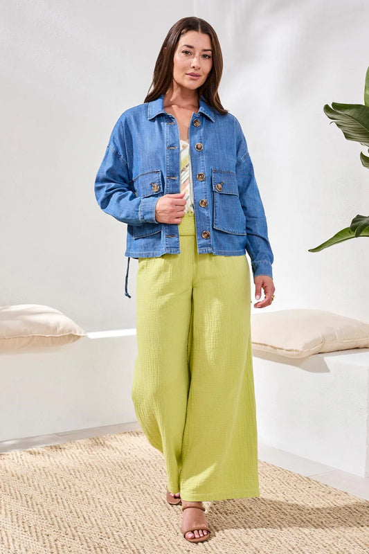 Tribal Adjustable Back Denim Jacket