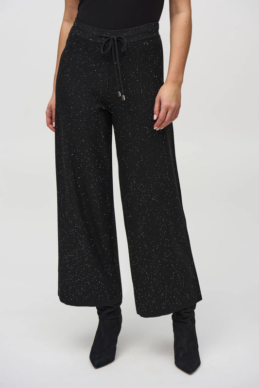 Joseph Ribkoff Sequined Sweater Knit Culotte Pants Black 244922F25