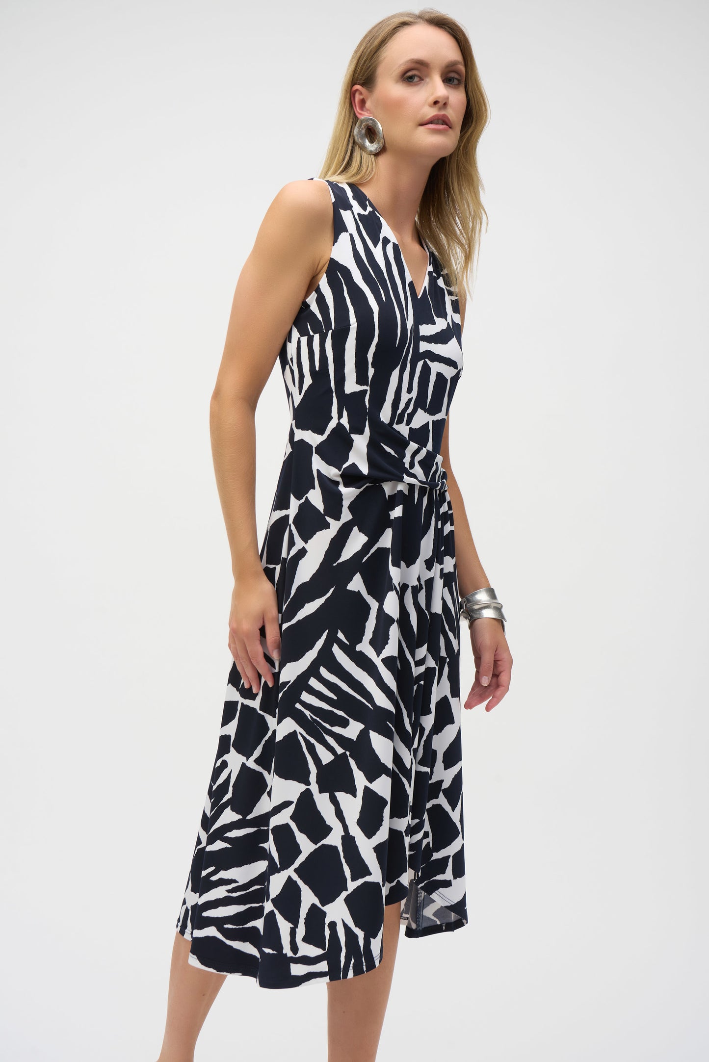 Joseph Ribkoff Silky Knit Abstract Print Fit and Flare Dress 252199