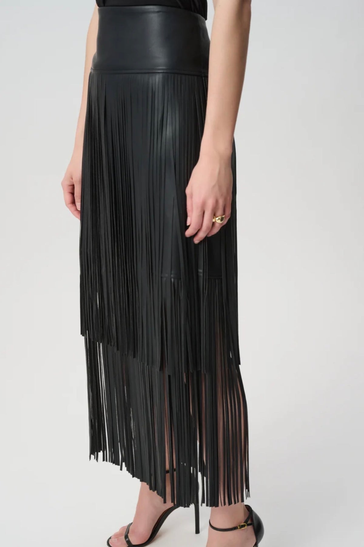 Joseph Ribkoff Edit 57 Leatherette Fringe Skirt