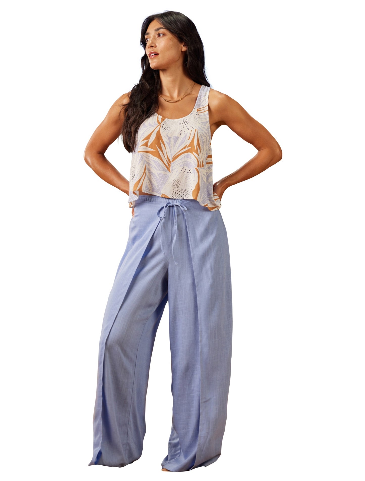 Tribal Wide Leg Tie Front Pants Carolina