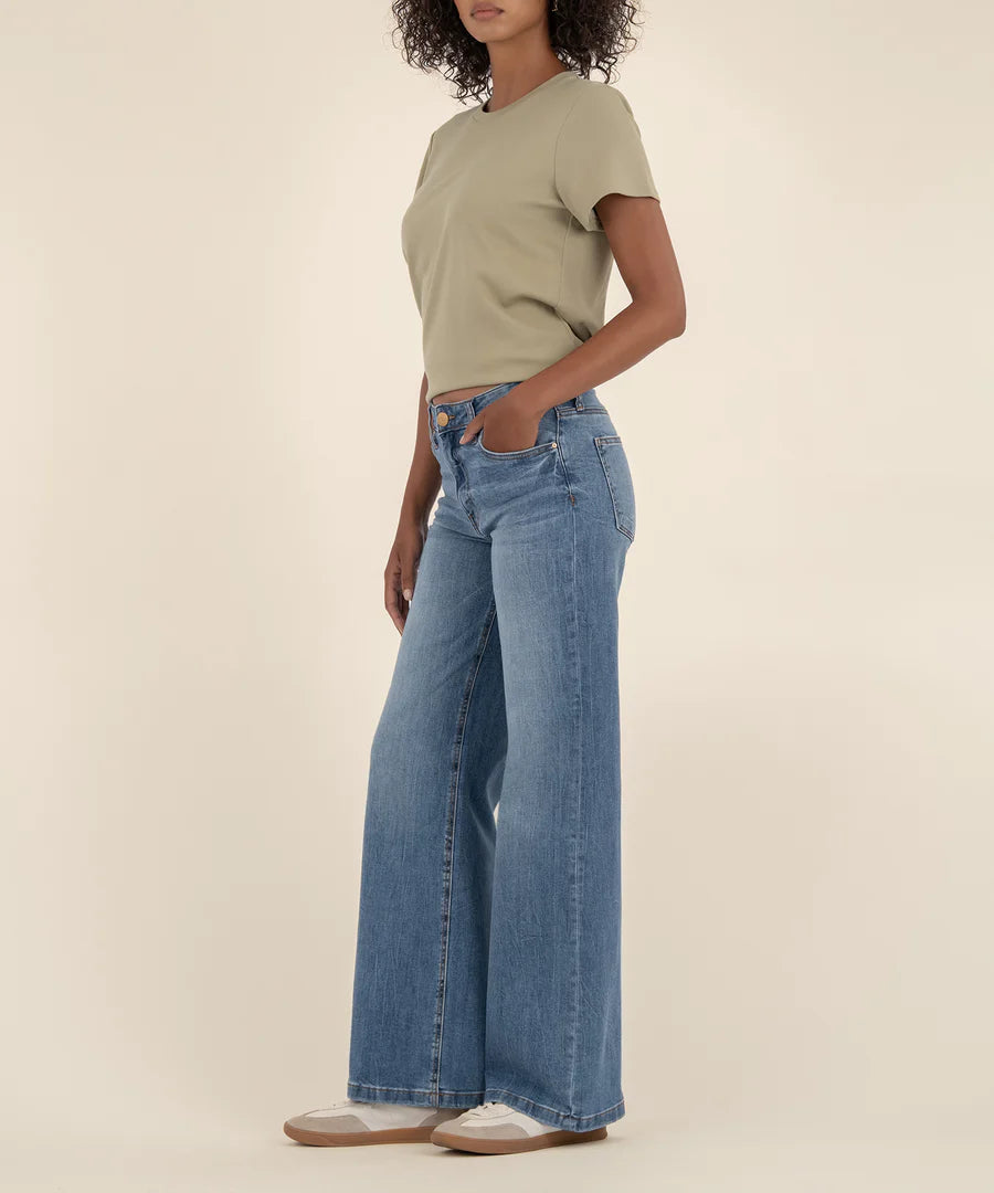 Kut Jean High Rise Wide Leg Jeans Ablaze