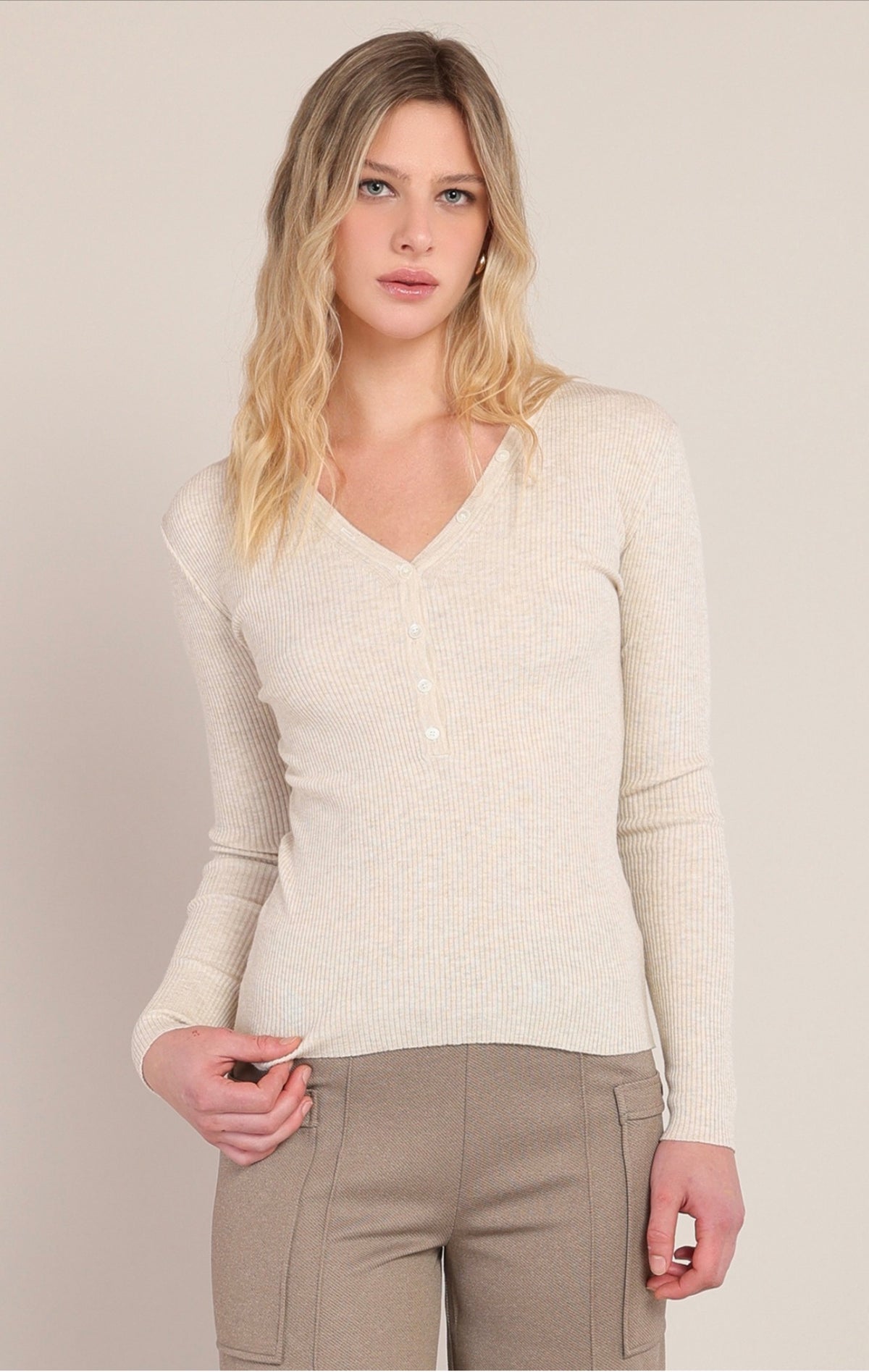 Room 34 Ribbed Sweater Top Cream