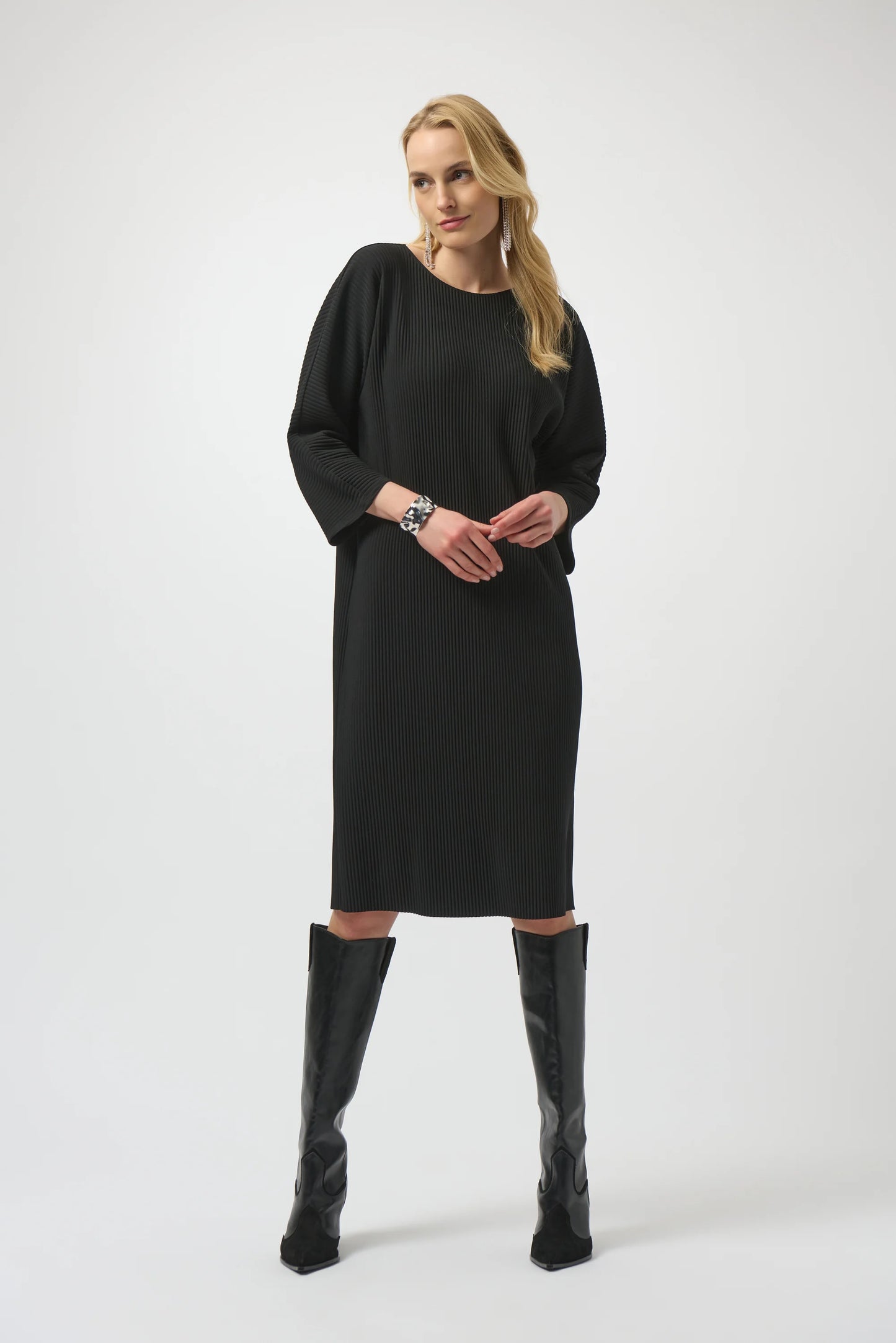 Joseph Ribkoff Pleated Scuba Crepe Straight Dress 254214