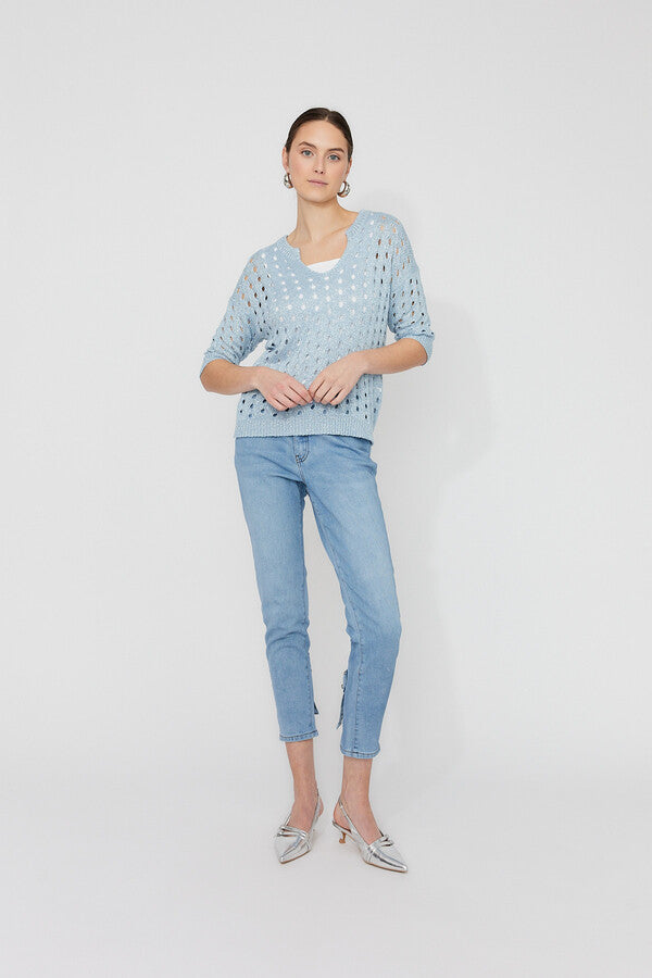 Frank Lyman Lightweight Knit Sweater Blue