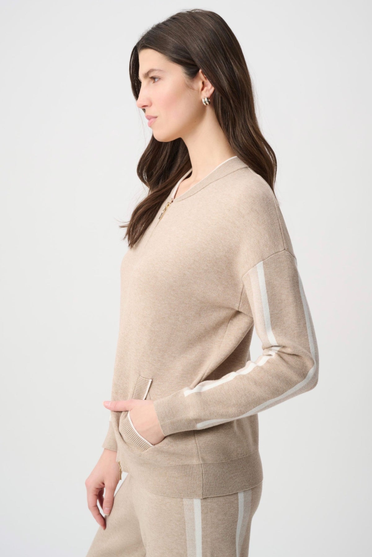 Joseph Ribkoff Striped Sleeve Bomber Jacket 264616