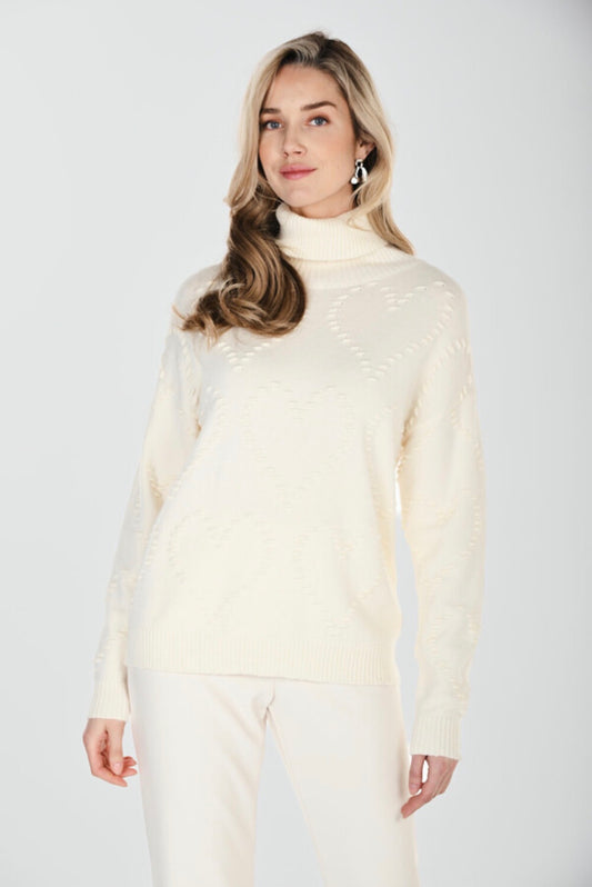 Frank Lyman Heart Print Turtleneck Pullover 264817