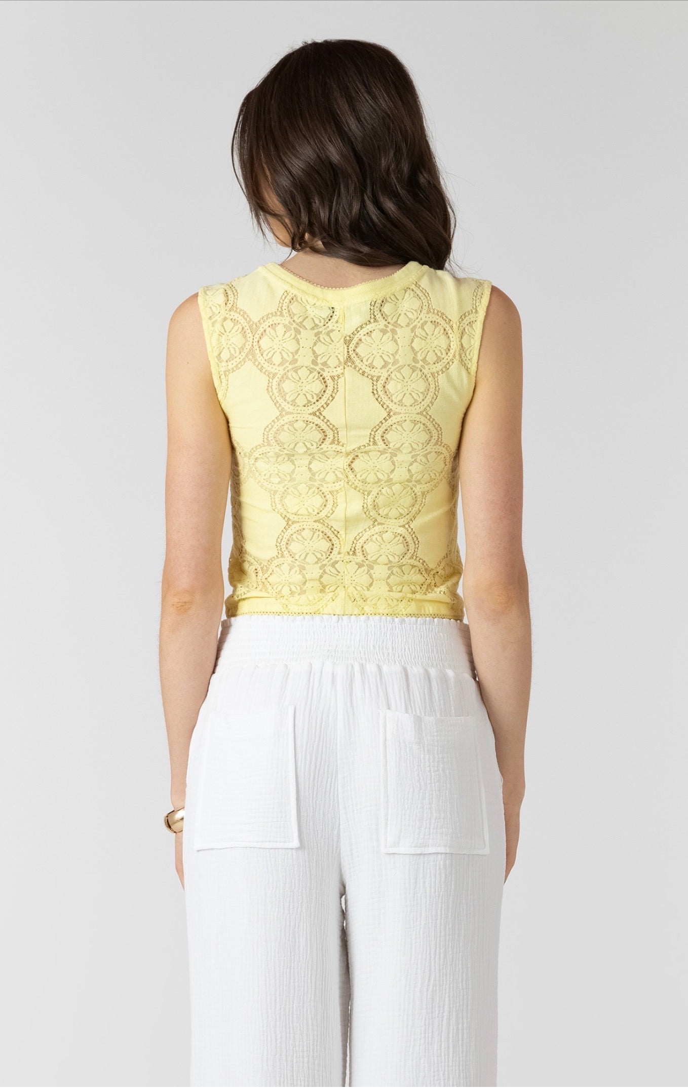 Dex Lace Cutout Button Front Tank