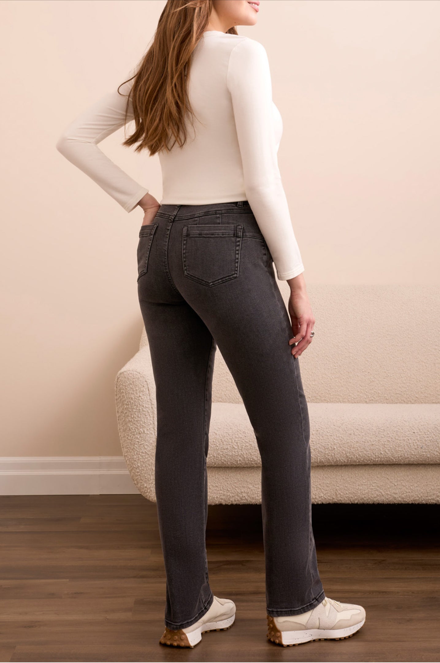 Tribal Sophia Pull On Straight Leg Jeans Charcoal
