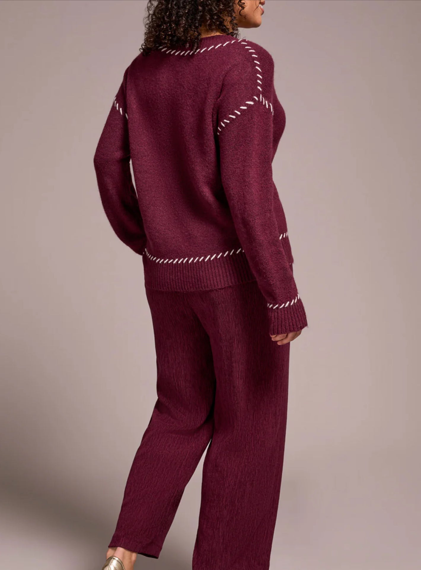 Tribal Stitch Detail Sweater Wine