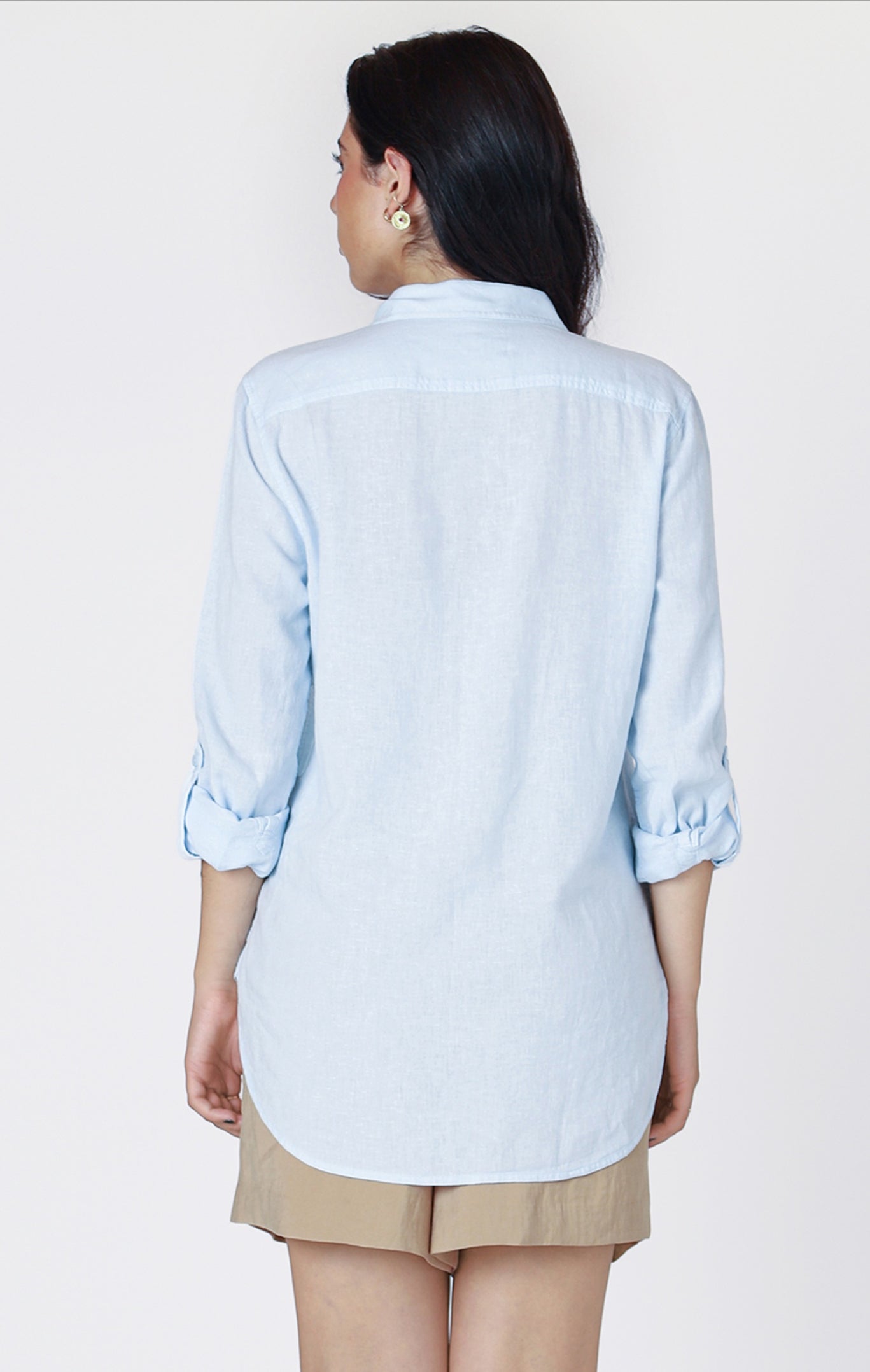 Room 34 Utility Linen Shirt Sky Blue