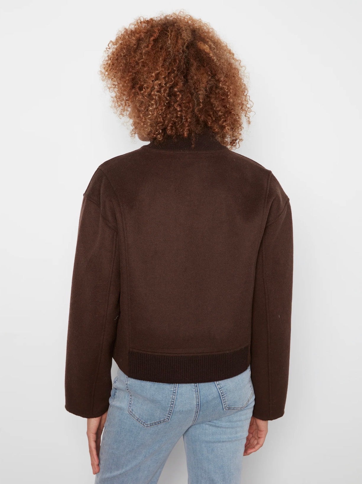 Charlie B Wool Bomber Jacket Coffee
