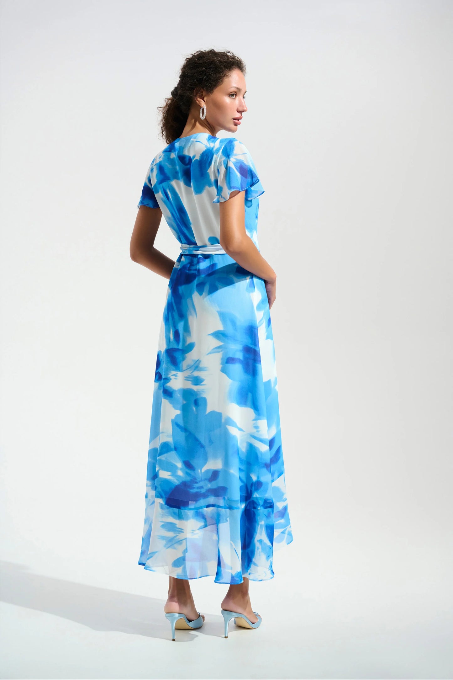 Joseph Ribkoff Signature | Chiffon Print Wrap Dress With Ruffle Detail 261739