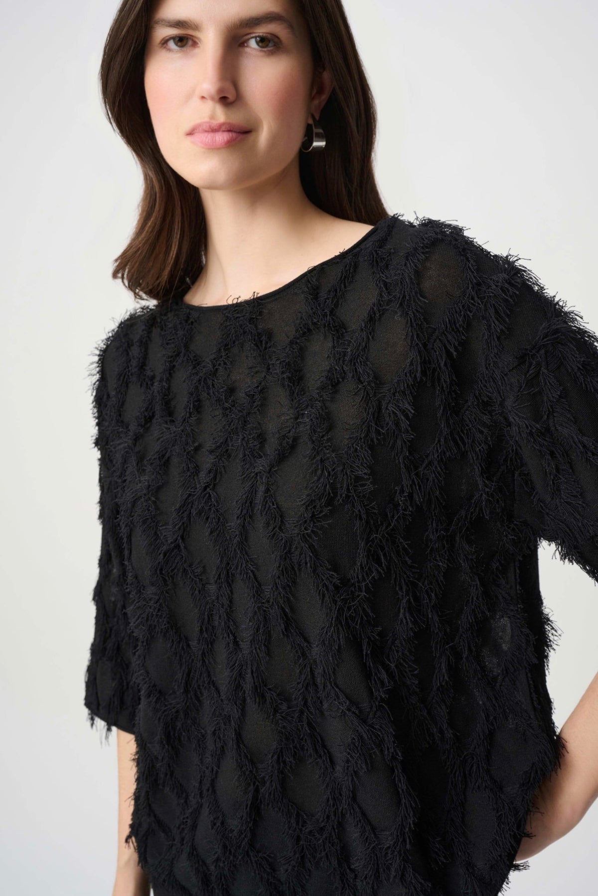 Joseph Ribkoff Boat Neck Fringe Sweater
264933