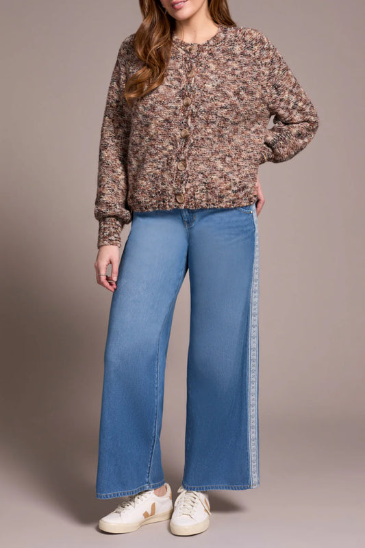 Tribal Raglan Sleeve Cardigan Almond