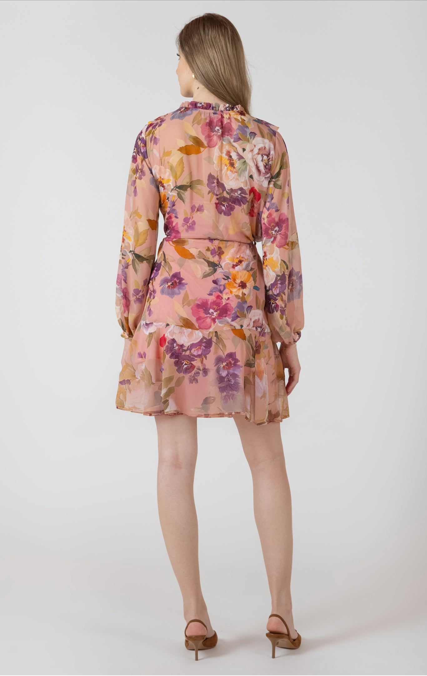 Black Tape Belted Floral Mini Dress