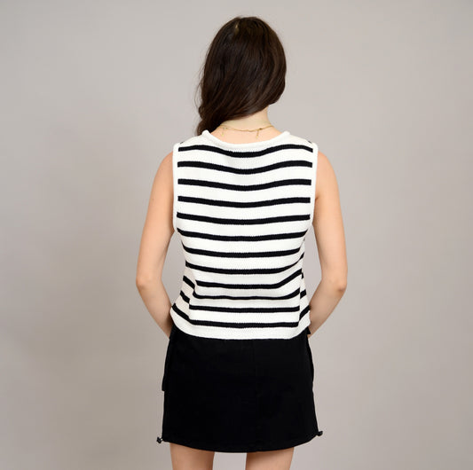 RD Style Meta Striped Button Up Sweater Vest