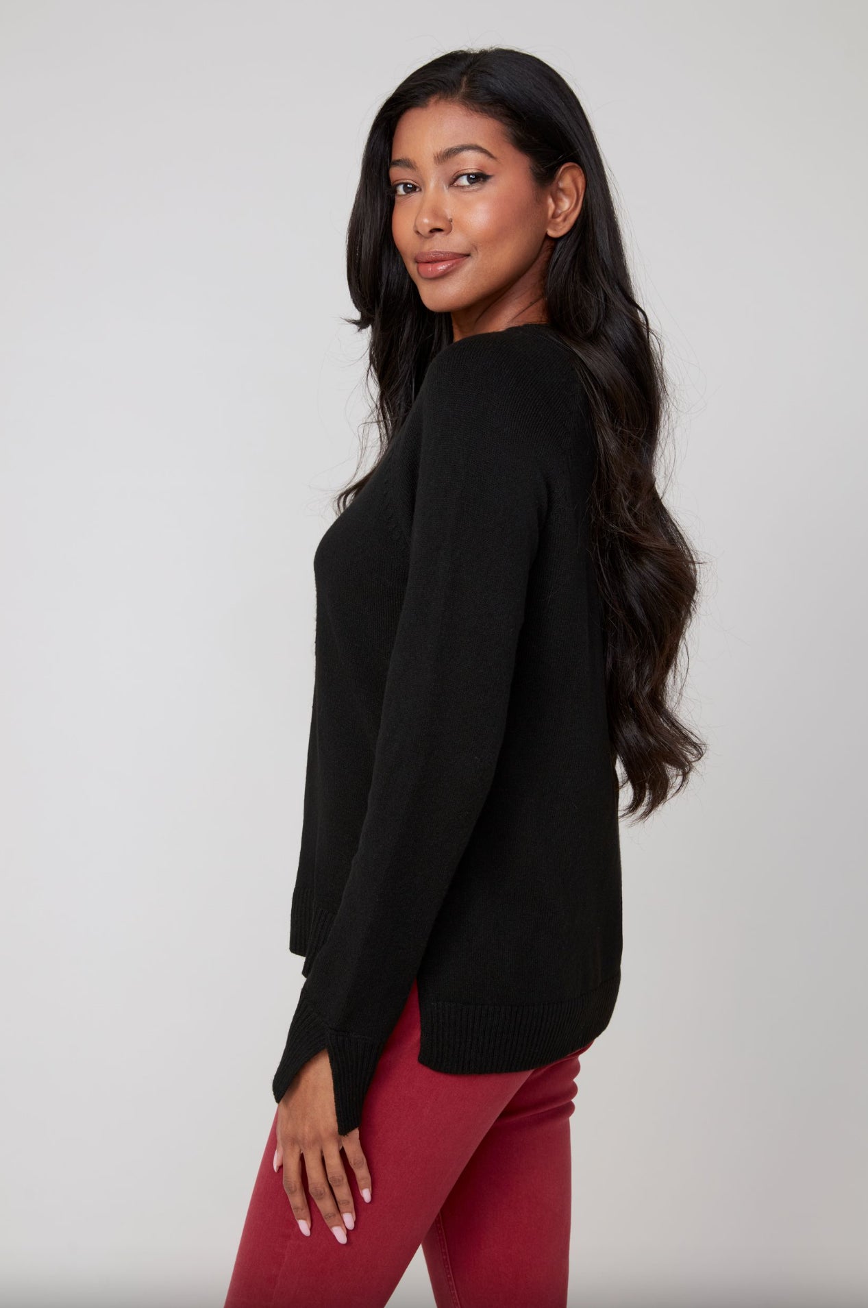 Renuar Round Neck Knit Sweater Black