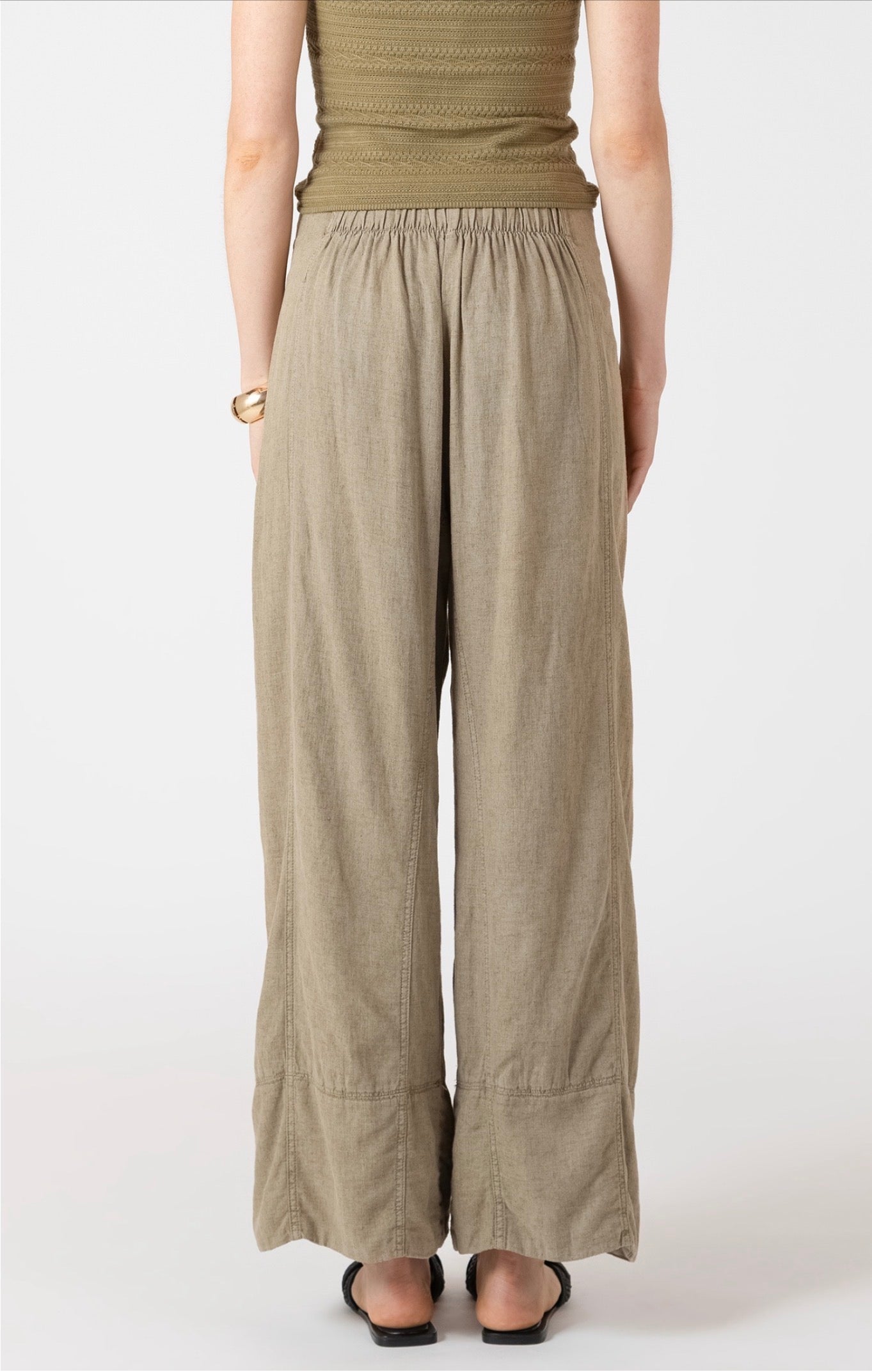 Dex Wide Leg Linen Pants Olive