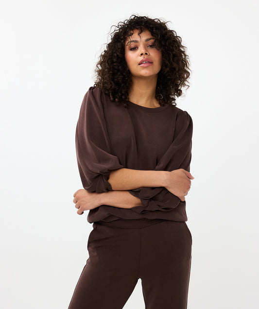 Esqualo Cinch Sleeve Top Brown