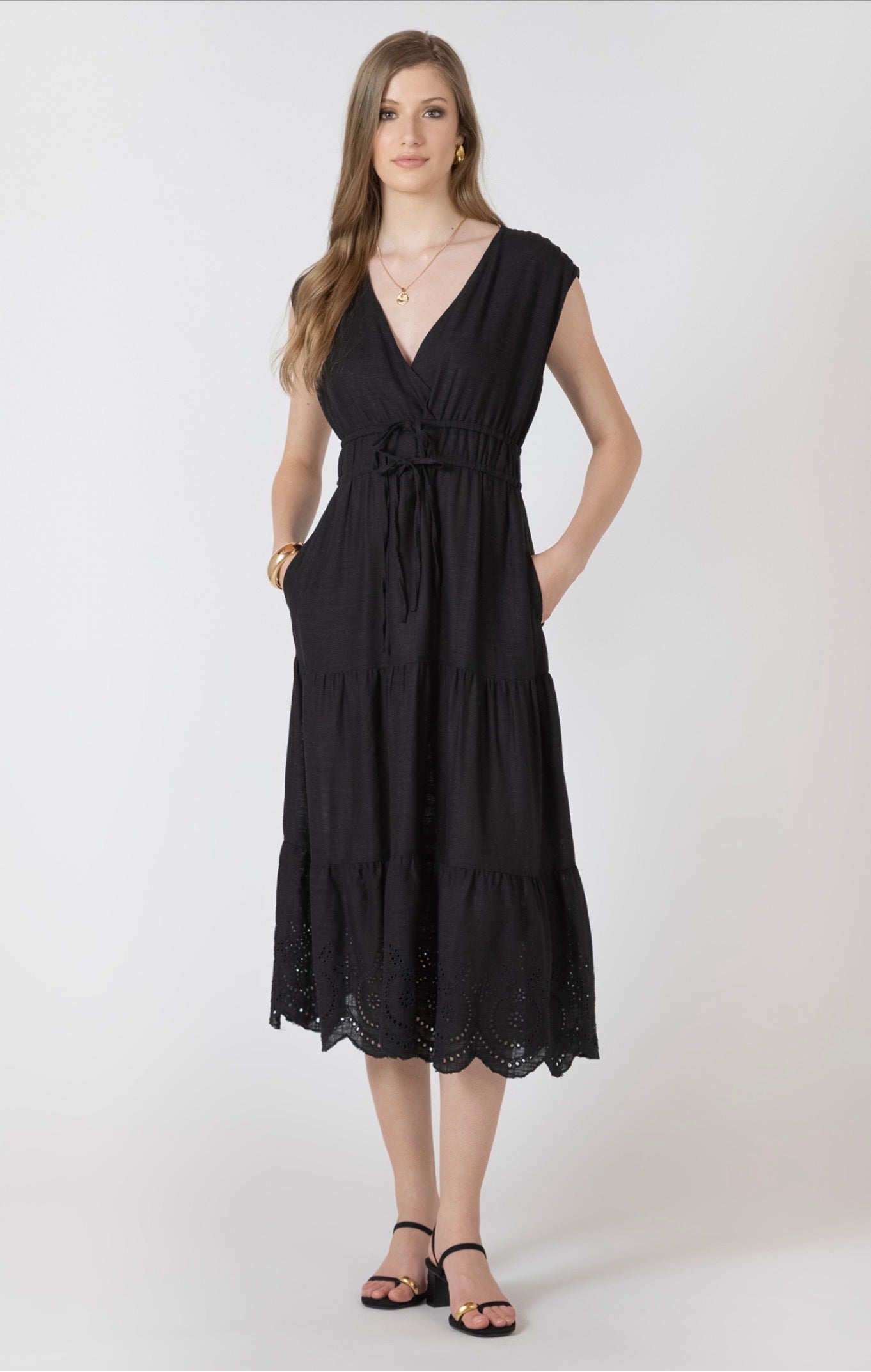 Black Tape Eyelet Dress Black
