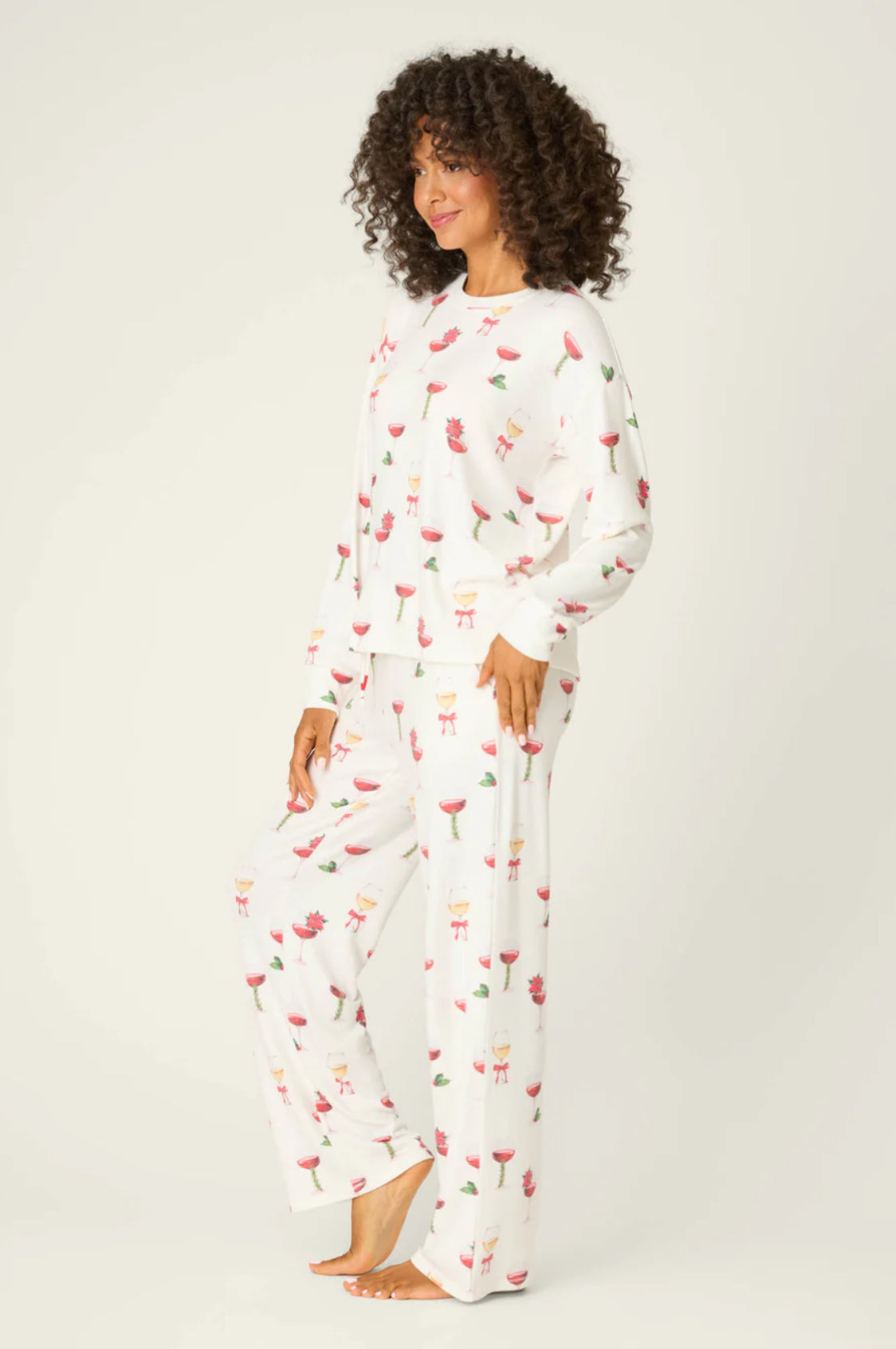 PJ Salvage Let's Get Toasty Holiday Wine Print Pj Set