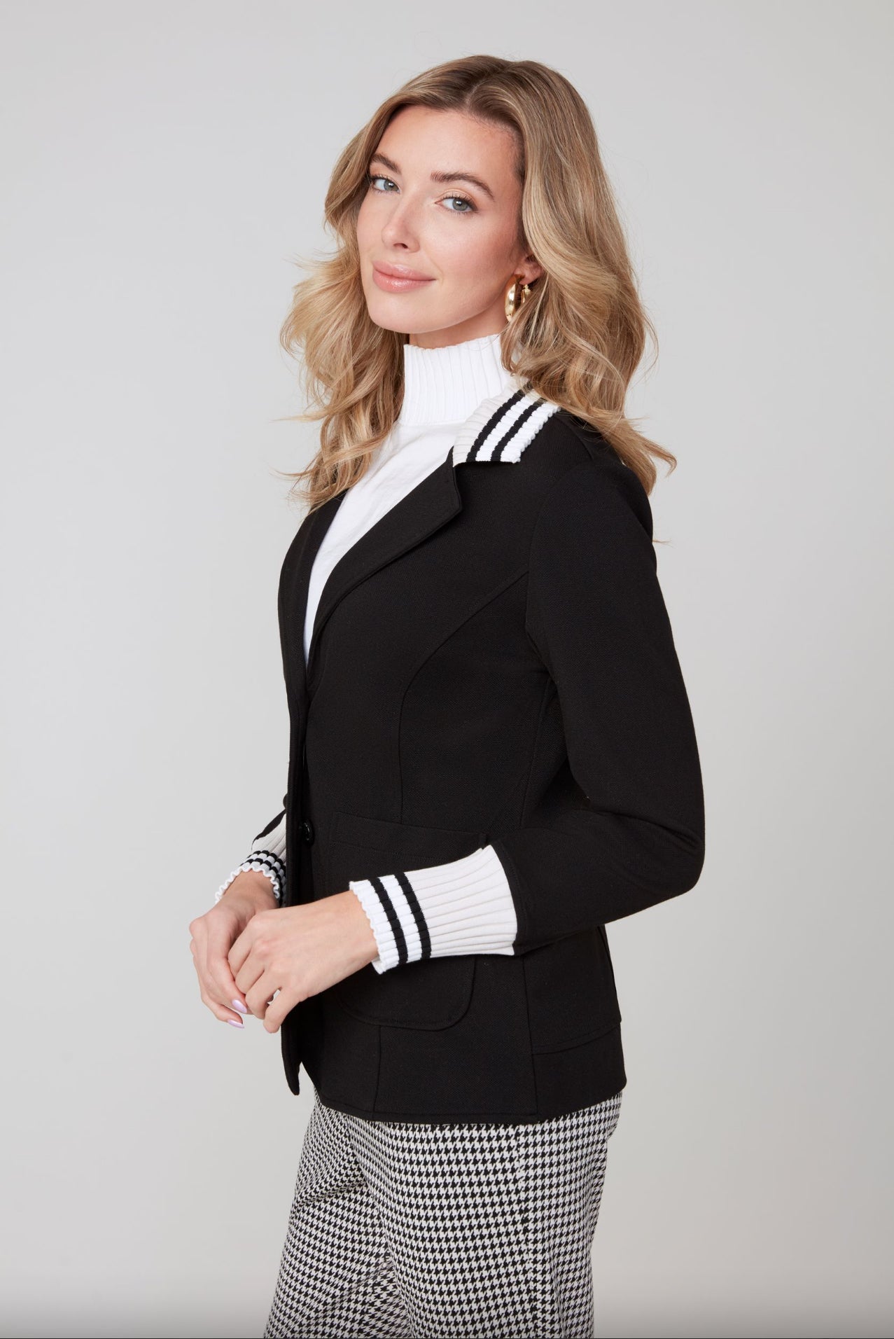 Renuar Knit Trim Blazer Black