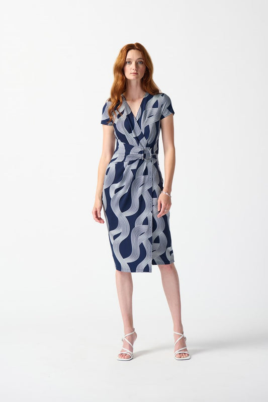 Joseph Ribkoff Silky Knit Abstract Print Wrap Dress 242023