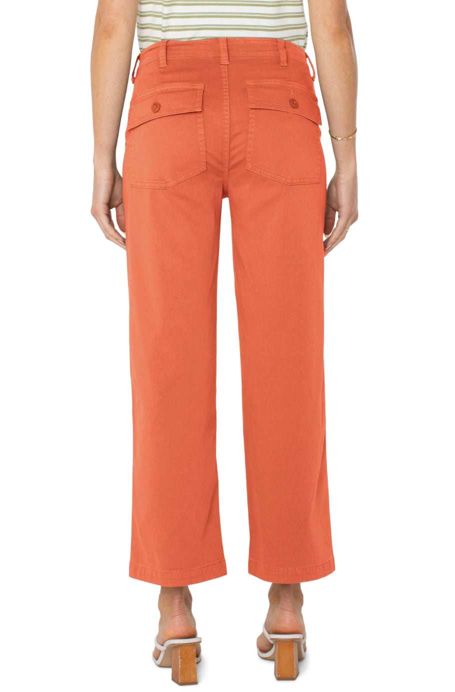 Liverpool Cargo Wide Leg Crop Pants Papaya