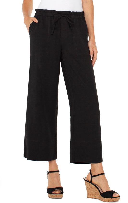 Liverpool Pull On Wide Leg Ankle Pants Black