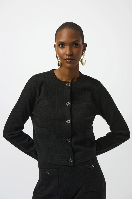 Joseph Ribkoff Sweater Knit Crew Neck Button-Front Jacket 253983