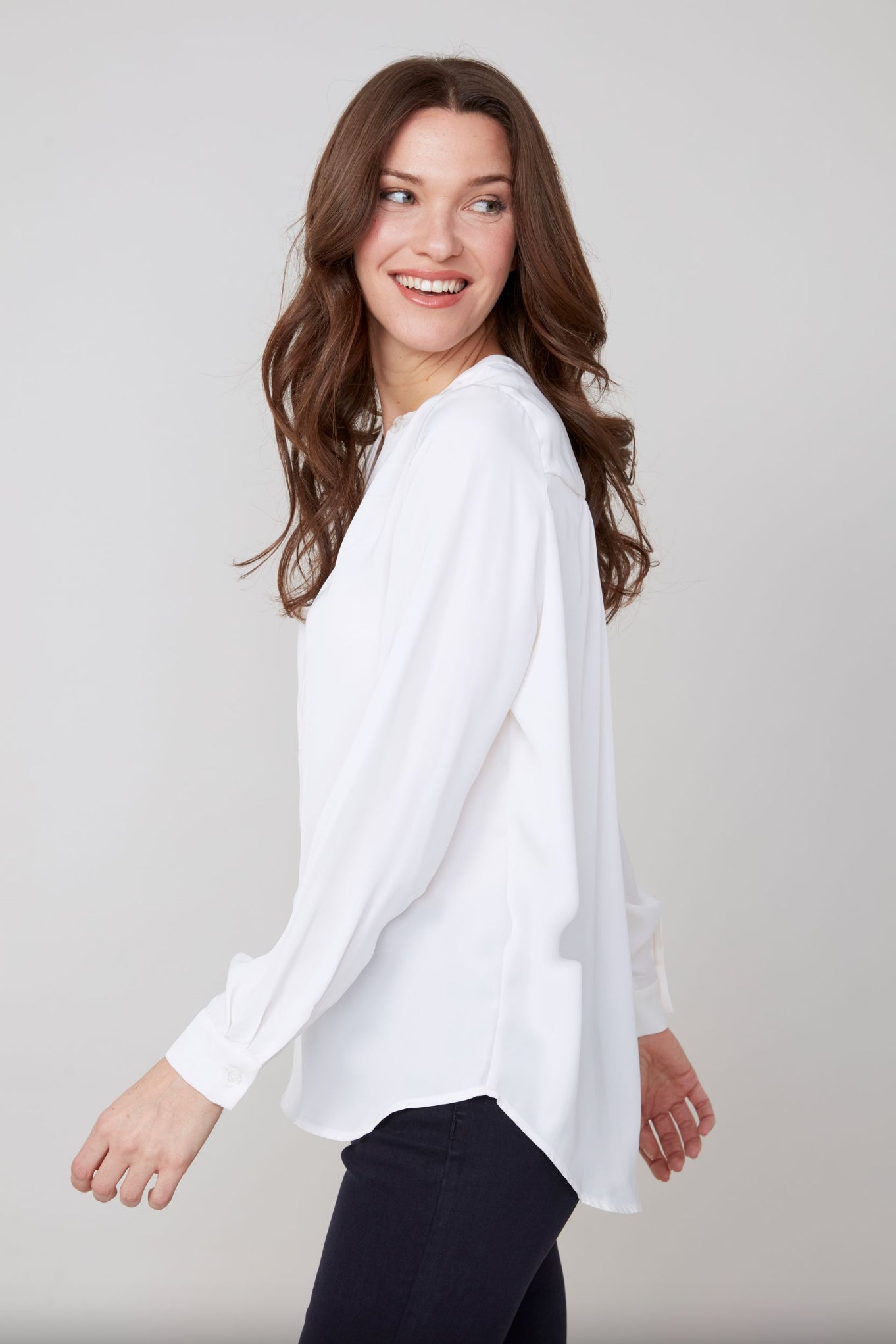 Renuar Button Collar Blouse Crème