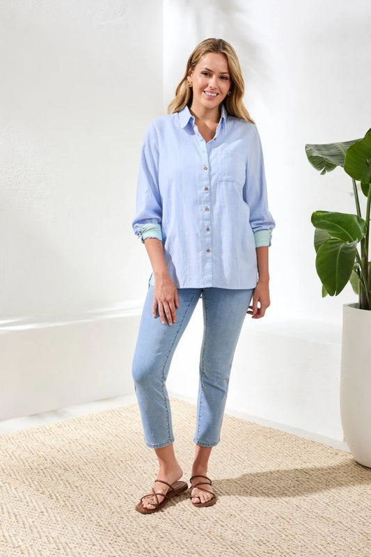 Tribal Yarn Dye Stripe Button Up Shirt