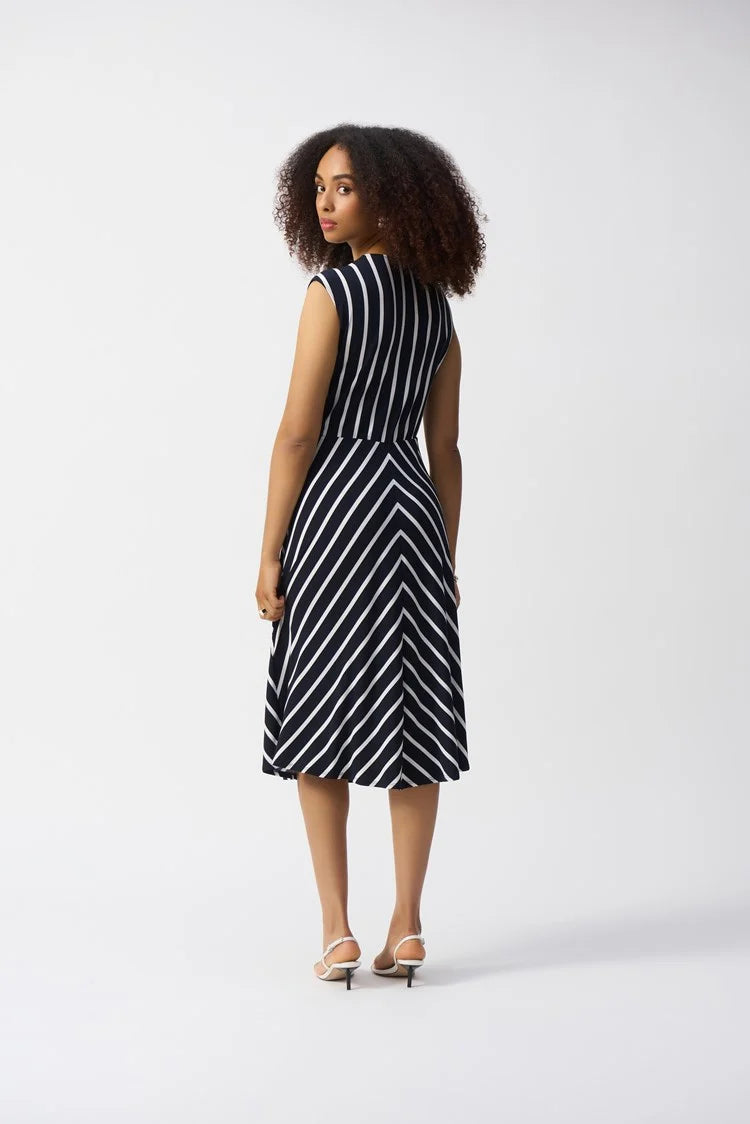 Joseph Ribkoff Silky Knit Stripe Fit and Flare Dress 251295