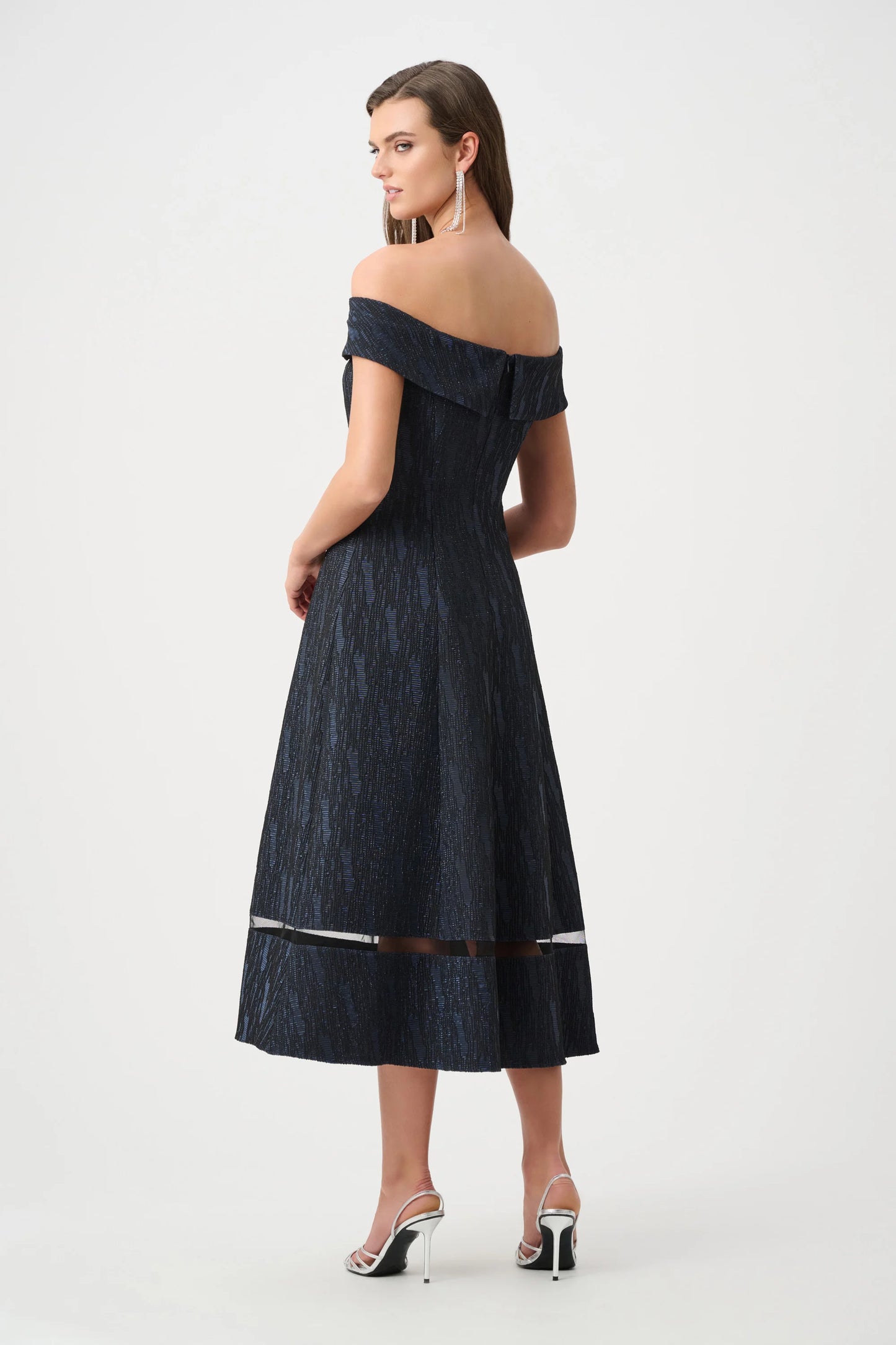 Signature | Foil-Textured Jacquard Off-Shoulder Fit and Flare Dress
263742