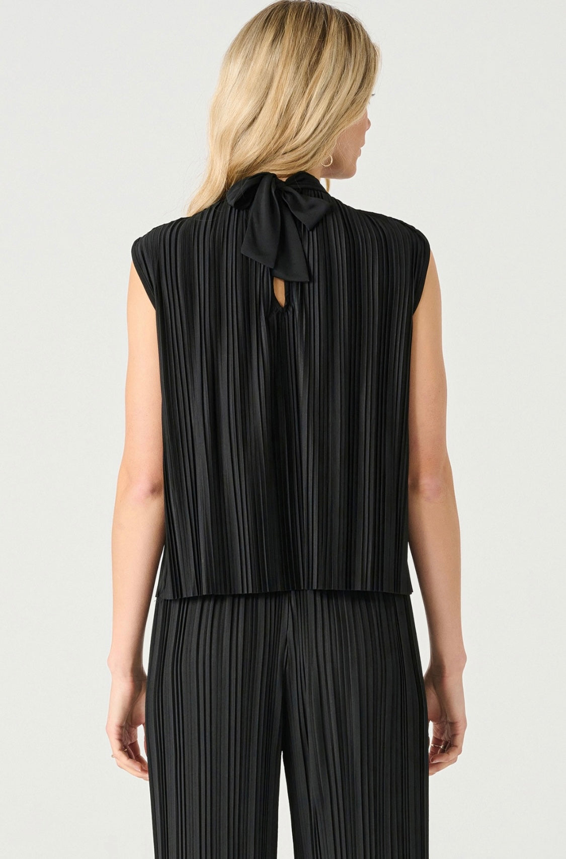 Mockneck Pleated Top