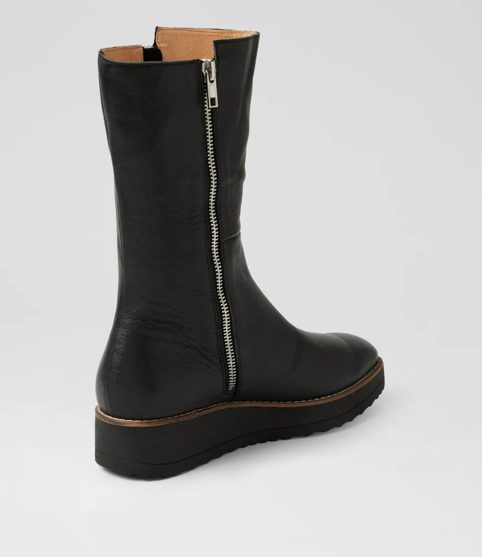Django & Juliette Dyla Calf Leather Boots Black