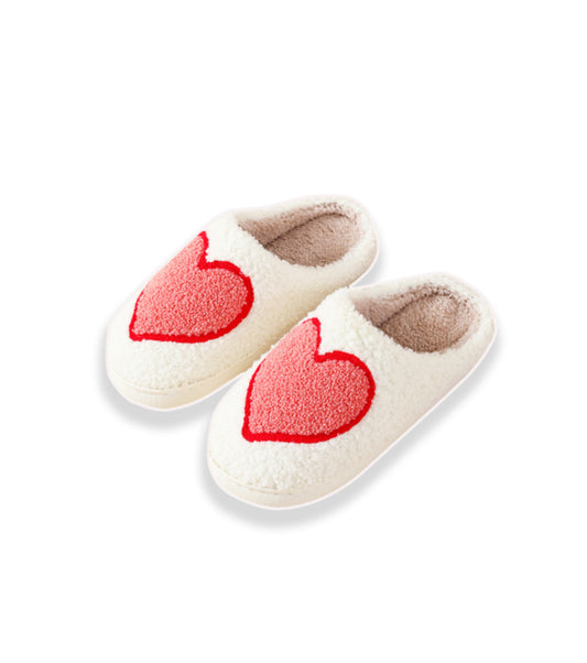 Lyla & Luxe Printed Sherpa Slides Big Heart