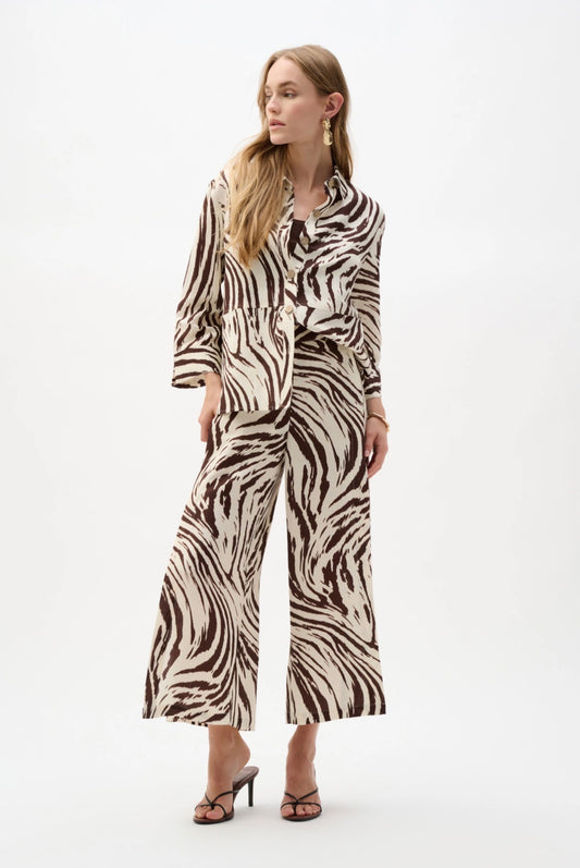 Joseph Ribkoff Linen Blend Animal Print A-Line Blouse 262943