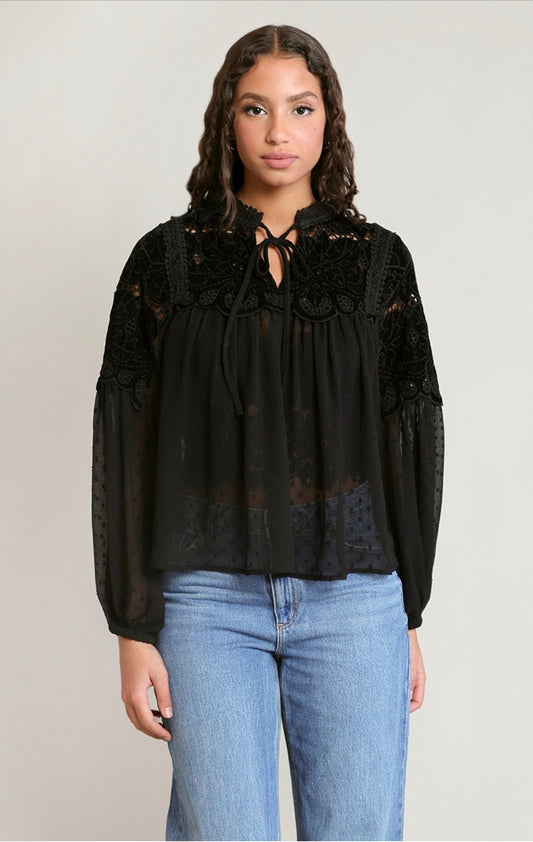Dex Sheer Lace Blouse