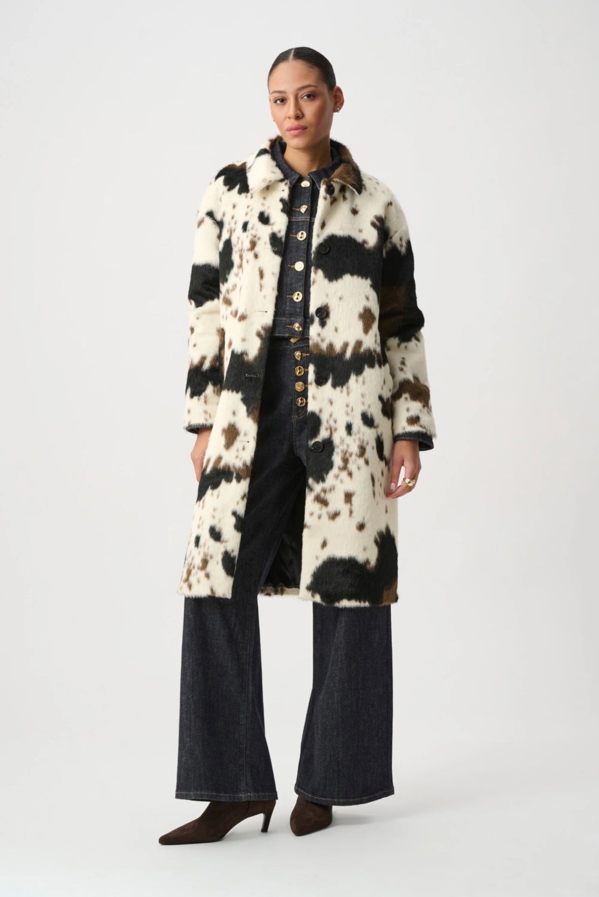 Joseph Ribkoff Faux Fur Cow Print Coat 264944