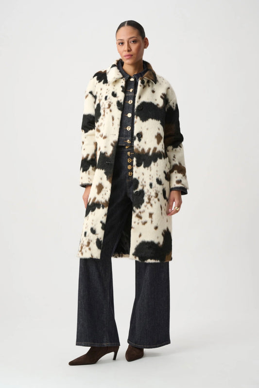 Joseph Ribkoff Faux Fur Cow Print Coat 264944